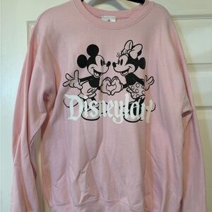 Disney Pink Crew Neck Sweater with Mickey and Minnie